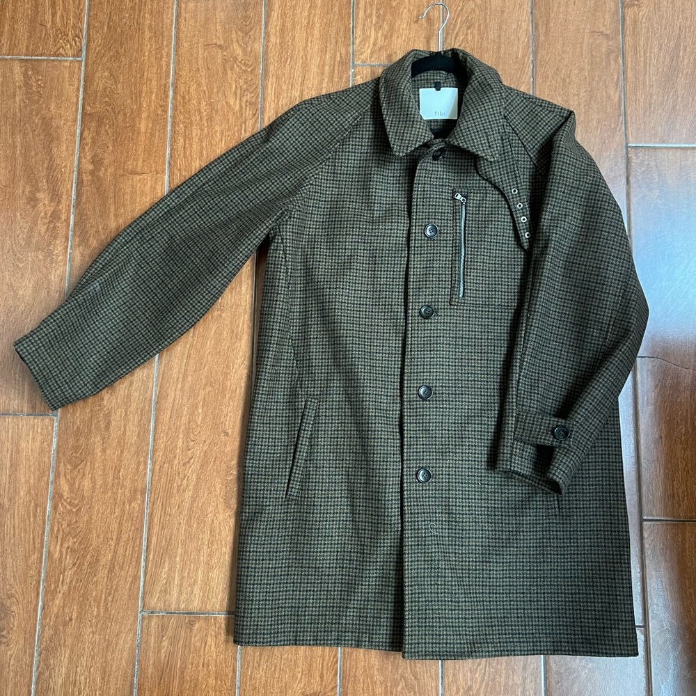 Tibi Checkered Wool Blend Carcoat